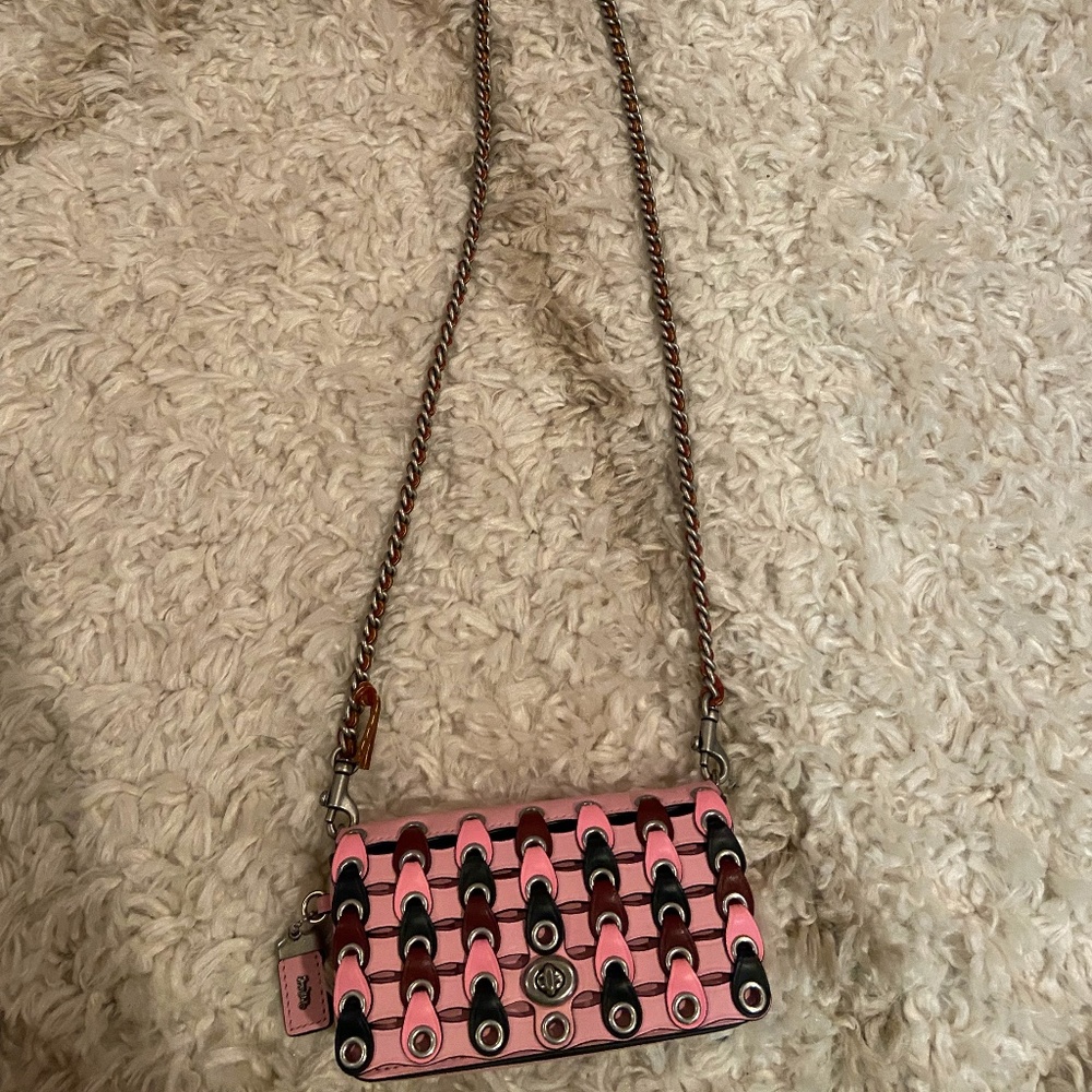 Coach pink and purple mini bag